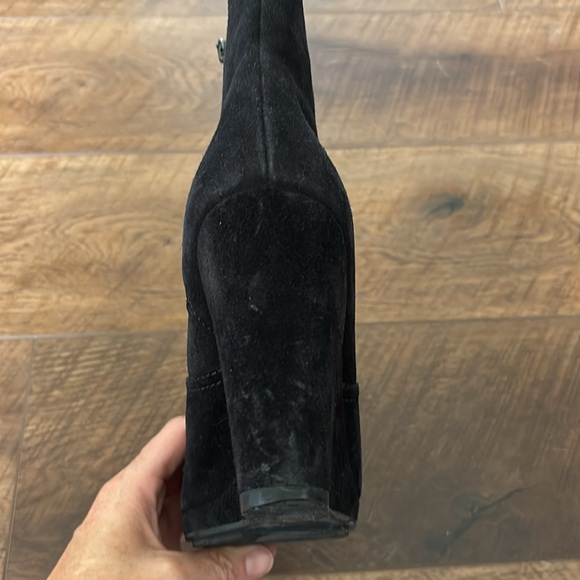 Prada Black Suede Wedge Ankle Boot - Picture 11 of 15